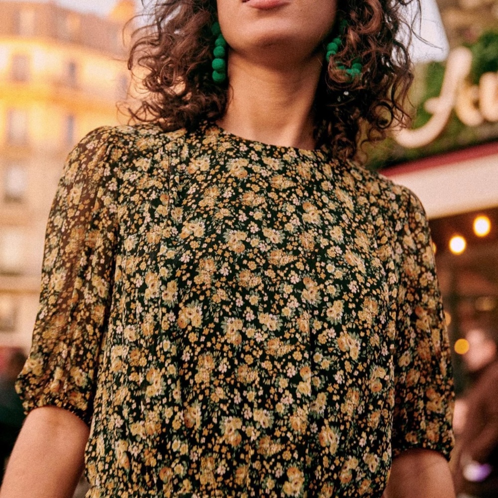 Sezane Black Floral Mini Dress - Picture 3 of 7